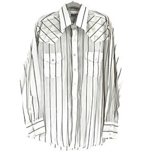 90s Miller Stockman Western Shirt‎ Mens XL White Metallic Striped Cowboy Landman